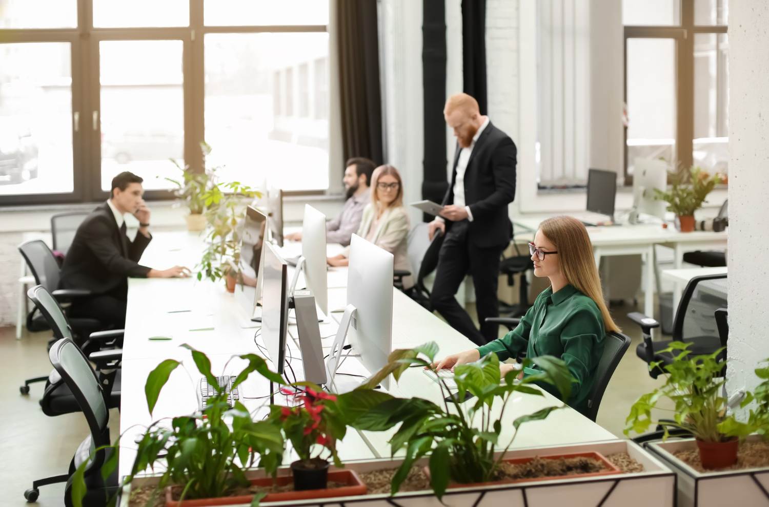 young people working in modern office